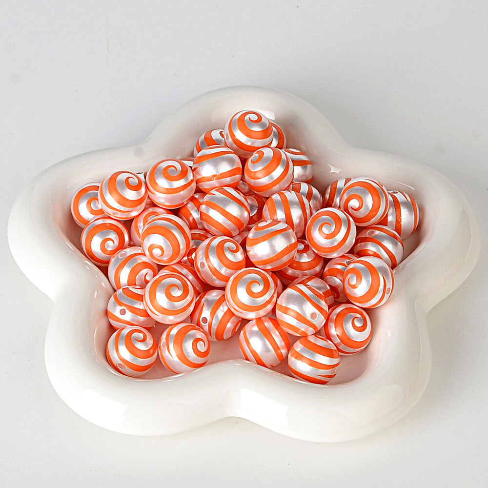 100Pcs imitation pearl back pattern printing lollipop rainbow whirlwind beaded DIY jewelry mobile phone bead pen bag chain accessories