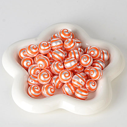 100Pcs imitation pearl back pattern printing lollipop rainbow whirlwind beaded DIY jewelry mobile phone bead pen bag chain accessories