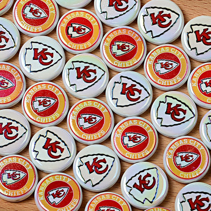 100Pcs 24mm NFL Football Team Acrylic Double Sided Printed Through Hole Beads DIY Bracelet Round Cake Beads
