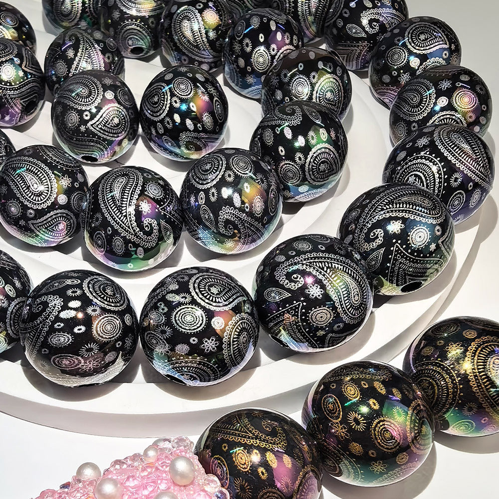 100Pcs Symphony Laser Cashew Flower Acrylic Beads, Retro Paisley Loose Beads DIY Bracelet Beaded Jewelry Accessories