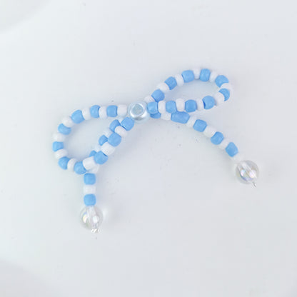 Versatile bow cute pen beaded DIY accessories mobile phone hanging beaded chain millet beads finished bow accessories