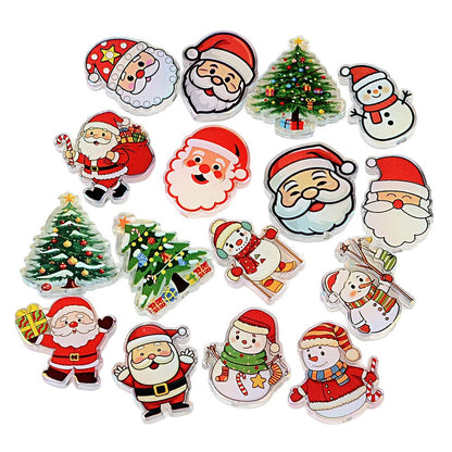 100Pcs Christmas series cartoon Santa Claus snowman Christmas tree acrylic sheet DIY handmade jewelry materials wholesale
