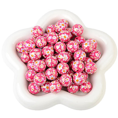100Pcs acrylic solid color plating color printing sun flower DIY live broadcast mobile phone rope keychain pen accessories beads