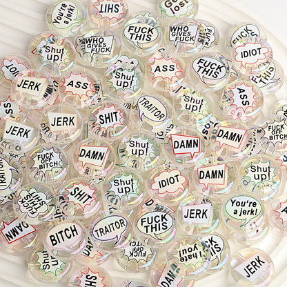 100Pcs double-sided printed English letters swear words disc beaded through hole round bead DIY handmade jewelry bracelet bag pendant material