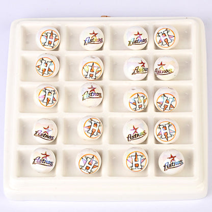 100Pcs acrylic printing MLB baseball round beads 16MM loose beads DIY bead pen car hanging accessories