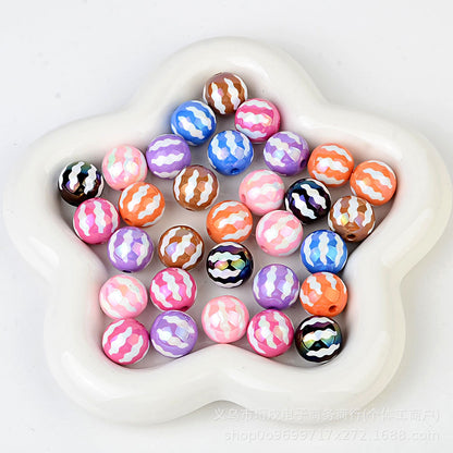 100Pcs acrylic UV plated colored watermelon striped bead printing beaded DIY bead pen mobile phone chain keychain jewelry accessories