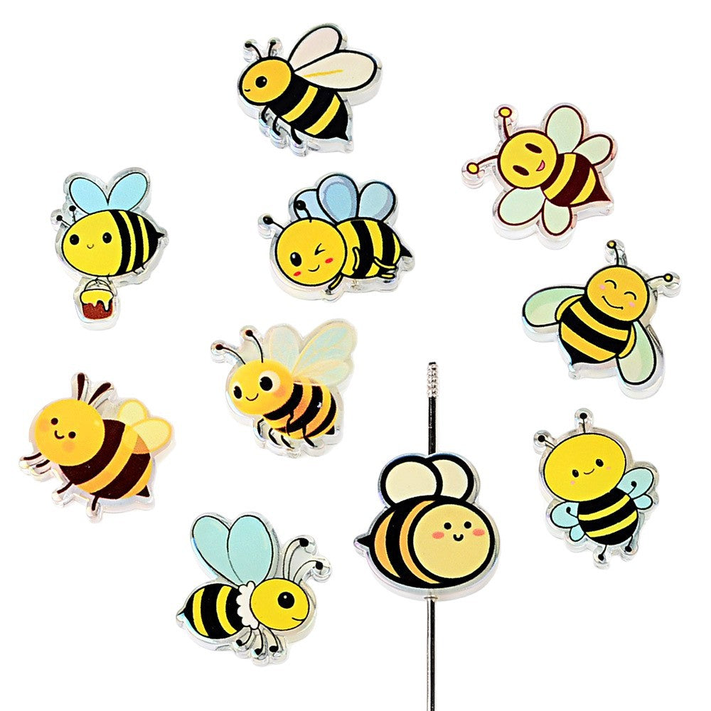 100Pcs cartoon bee acrylic piece beads cute insect DIY jewelry accessories keychain pendant material wholesale