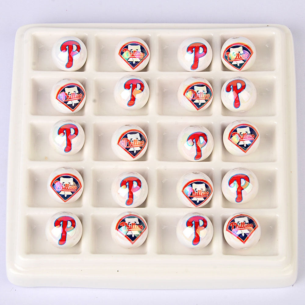 100Pcs acrylic printing MLB baseball round beads 16MM loose beads DIY bead pen car hanging accessories