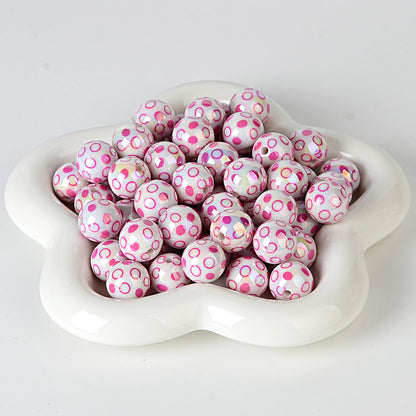 100Pcs 16mm color-plated bubble dot circle printing beaded DIY bead pen mobile phone chain keychain car hanging and other accessories