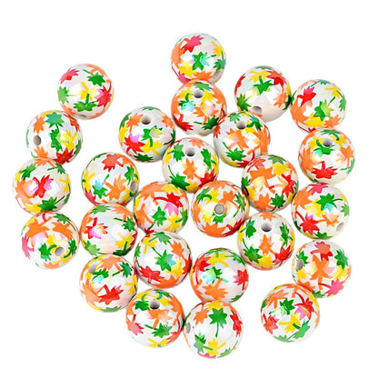100Pcs UV color-plated 16mm color small maple leaf round beads DIY handmade beaded loose bead string pen mobile phone chain jewelry accessories