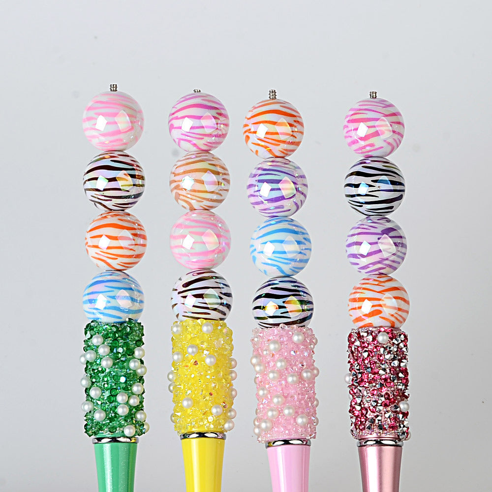 100Pcs 16mm acrylic zebra pattern straight hole round beads DIY handmade string loose beads mobile phone chain pen necklace jewelry accessories