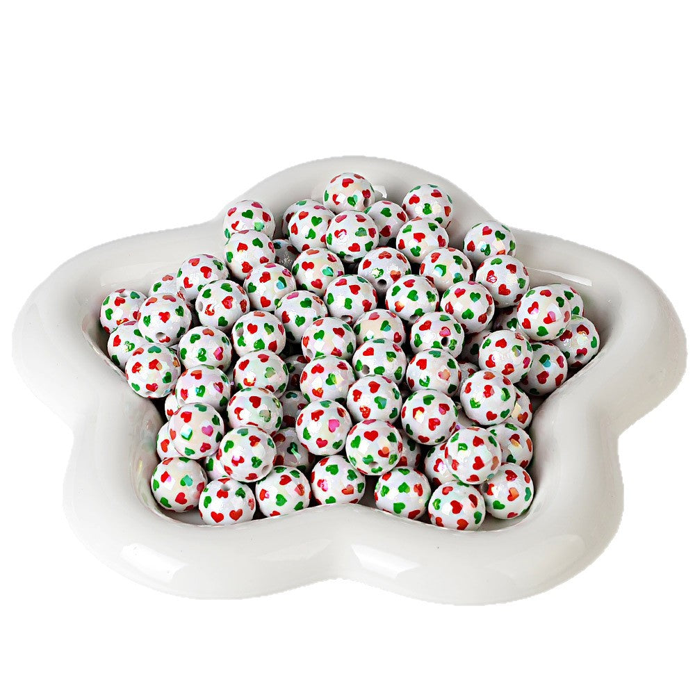 100Pcs acrylic color love round beads LOVE letter printing beads DIY handmade jewelry accessories Valentine's Day loose beads