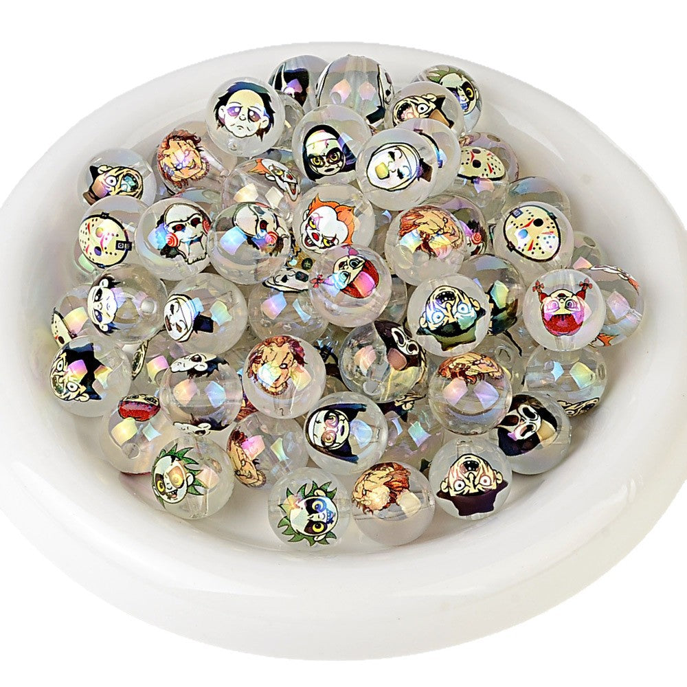100Pcs Halloween elements luminous horror character avatar printing acrylic flat DIY handmade jewelry accessories wholesale