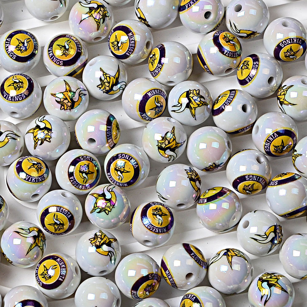 100Pcs 16MM American NFL32 football teams printed round beads DIY double-sided printed bead pen car hanging mobile phone with