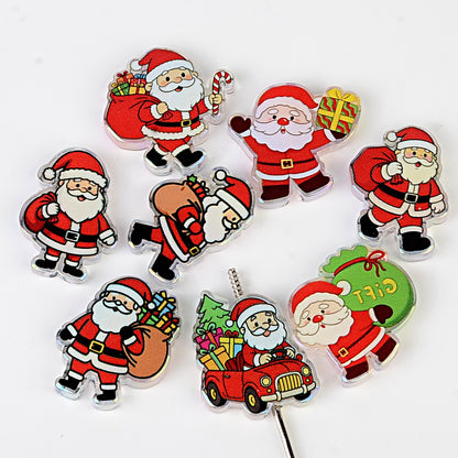 100Pcs Christmas series cartoon Santa Claus snowman Christmas tree acrylic sheet DIY handmade jewelry materials wholesale