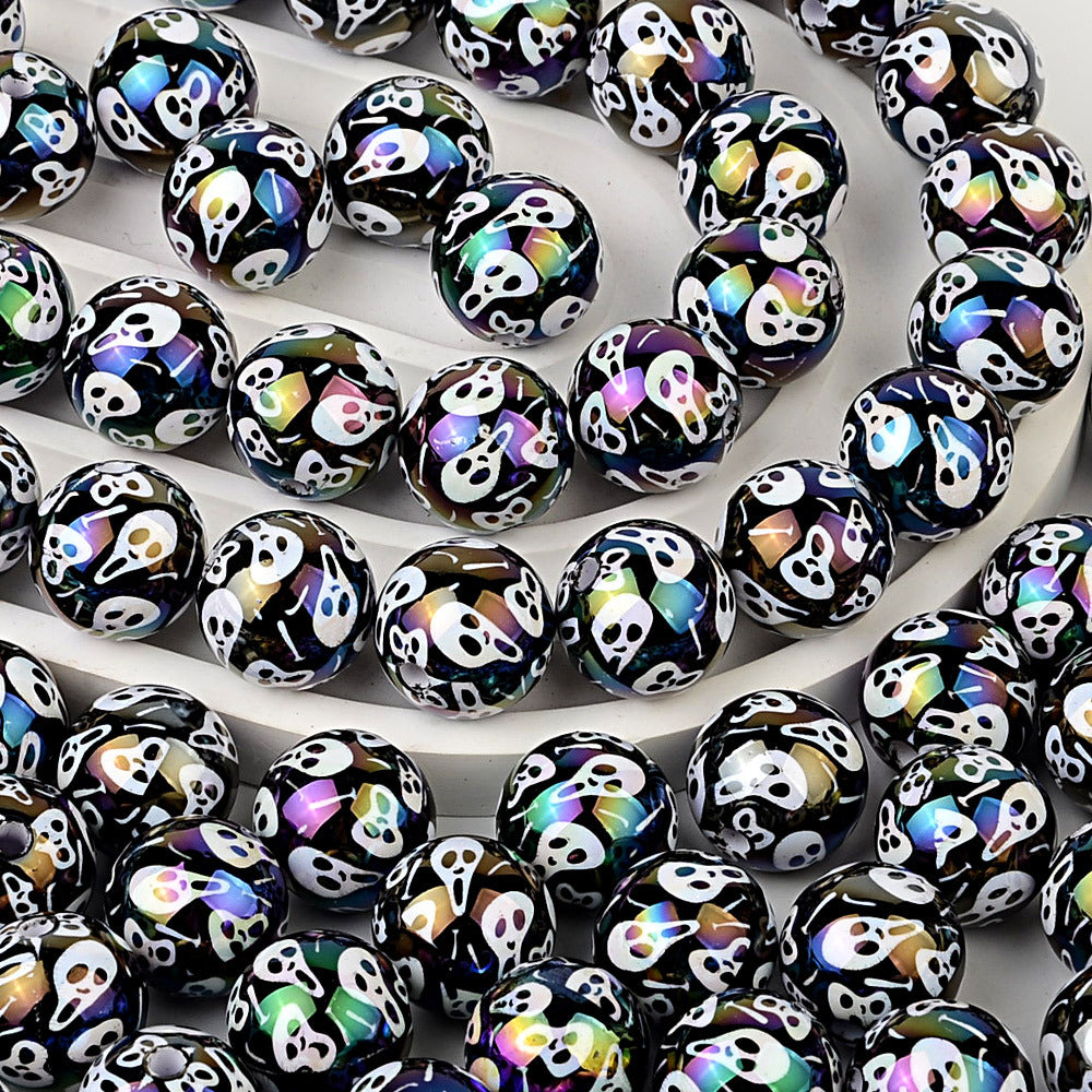 100Pcs Skull Halloween Elements Loose Beads DIY Ornaments Mobile Phone Chains Bead Pens Handmade Accessories