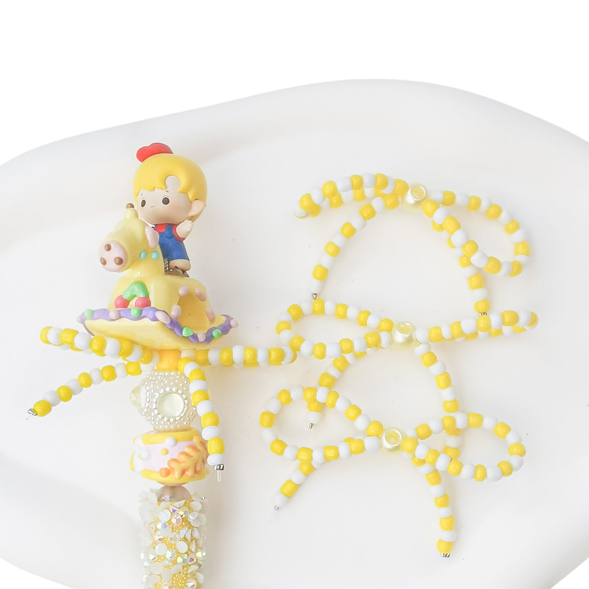 Versatile bow cute pen beaded DIY accessories mobile phone hanging beaded chain millet beads finished bow accessories