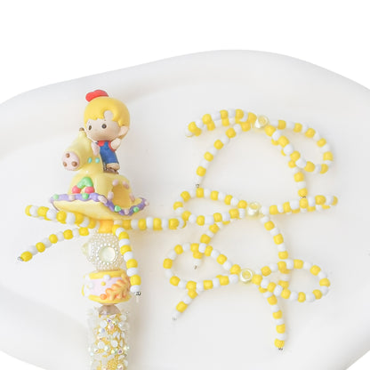 Versatile bow cute pen beaded DIY accessories mobile phone hanging beaded chain millet beads finished bow accessories