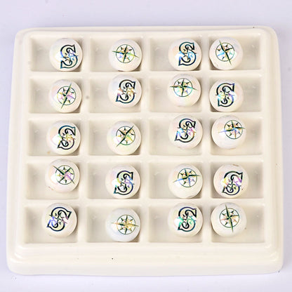 100Pcs acrylic printing MLB baseball round beads 16MM loose beads DIY bead pen car hanging accessories