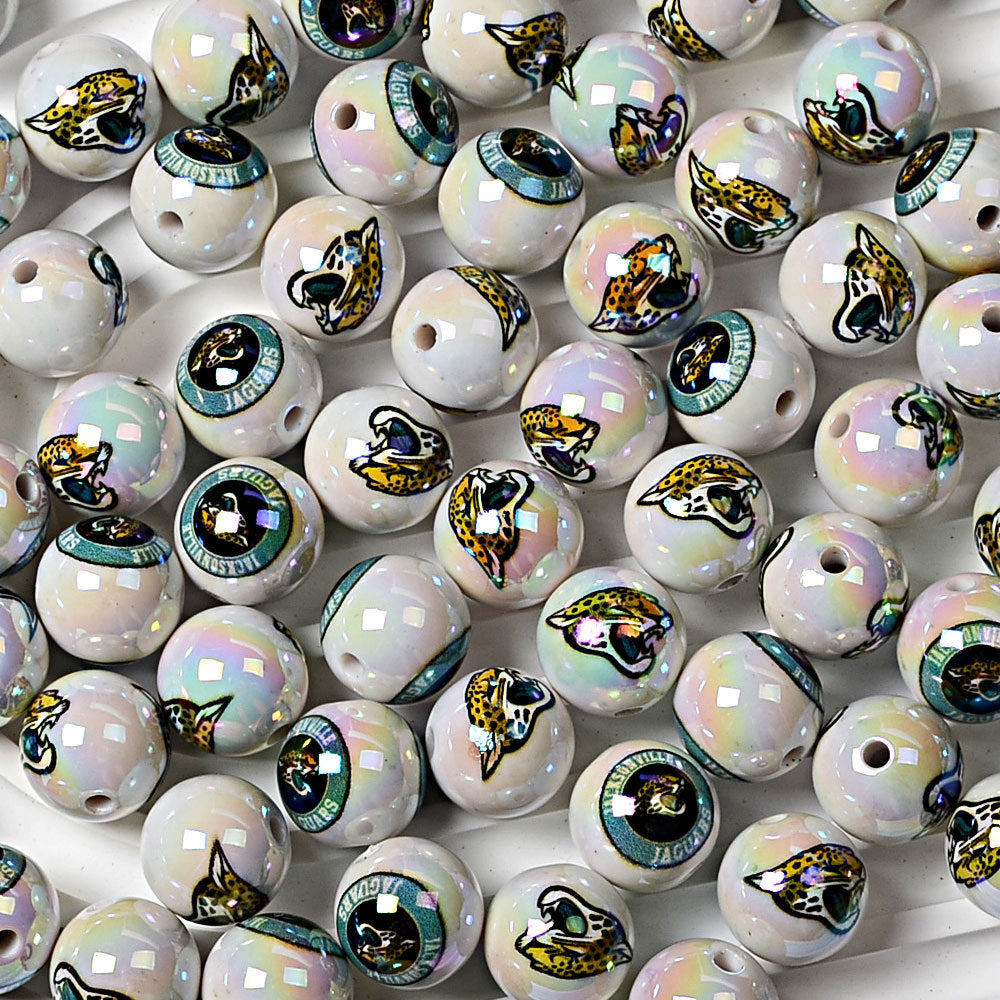 100Pcs 16MM American NFL32 football teams printed round beads DIY double-sided printed bead pen car hanging mobile phone with