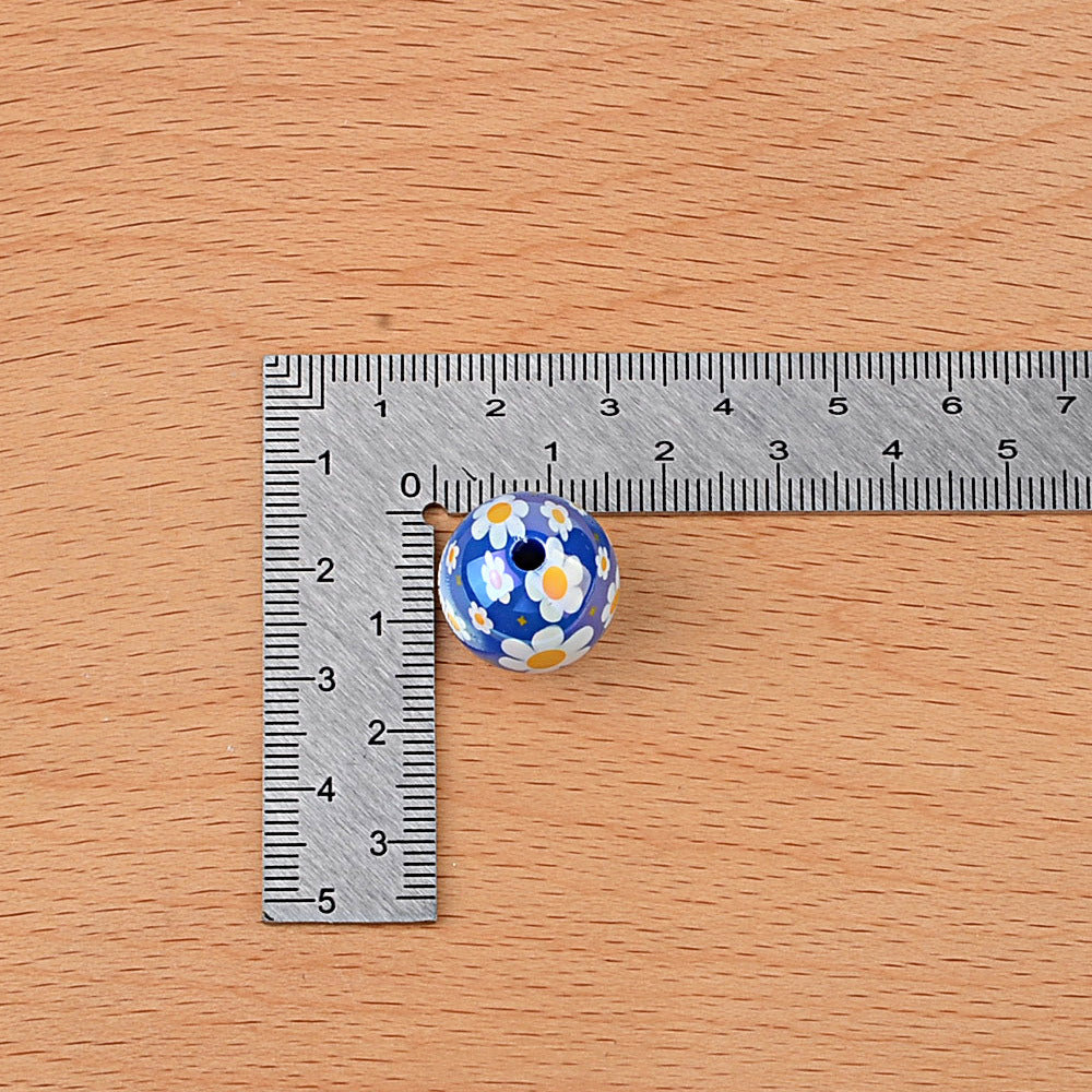 100Pcs acrylic solid color plating color printing sun flower DIY live broadcast mobile phone rope keychain pen accessories beads