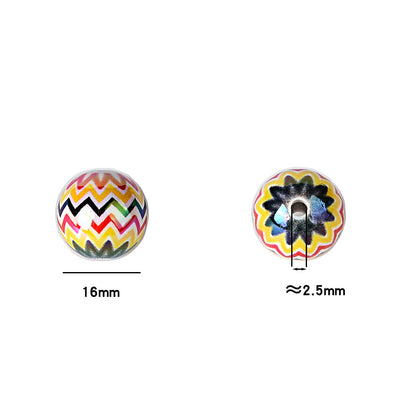 100Pcs 16mm acrylic rainbow wavy print round beads DIY bead pen mobile phone chain keychain car hanging accessories