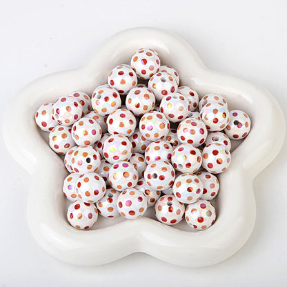 100Pcs hot-selling printing color dot through-hole beads DIY handmade bead pen mobile phone chain car pendant accessories wholesale