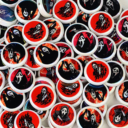 100Pcs 24mm double-sided printing Scream ghost killer through hole beaded DIY key and other jewelry accessories spot wholesale