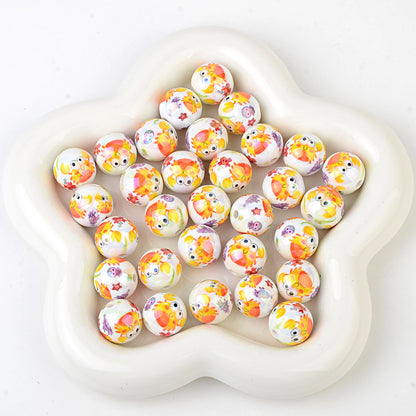 100Pcs acrylic solid color printing marine life starfish clownfish DIY mobile phone rope keychain pen jewelry accessories