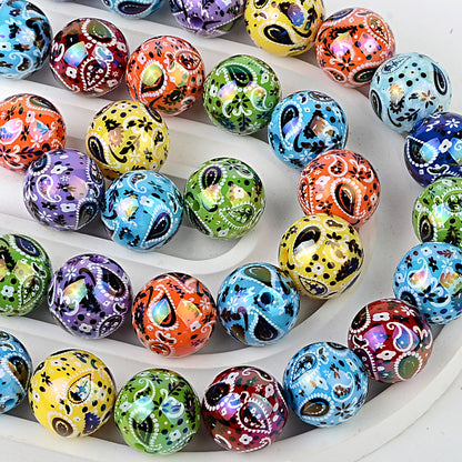 100Pcs UV plated color two-color paisley pattern cashew flower beaded DIY beaded pen mobile phone chain pendant loose bead jewelry with