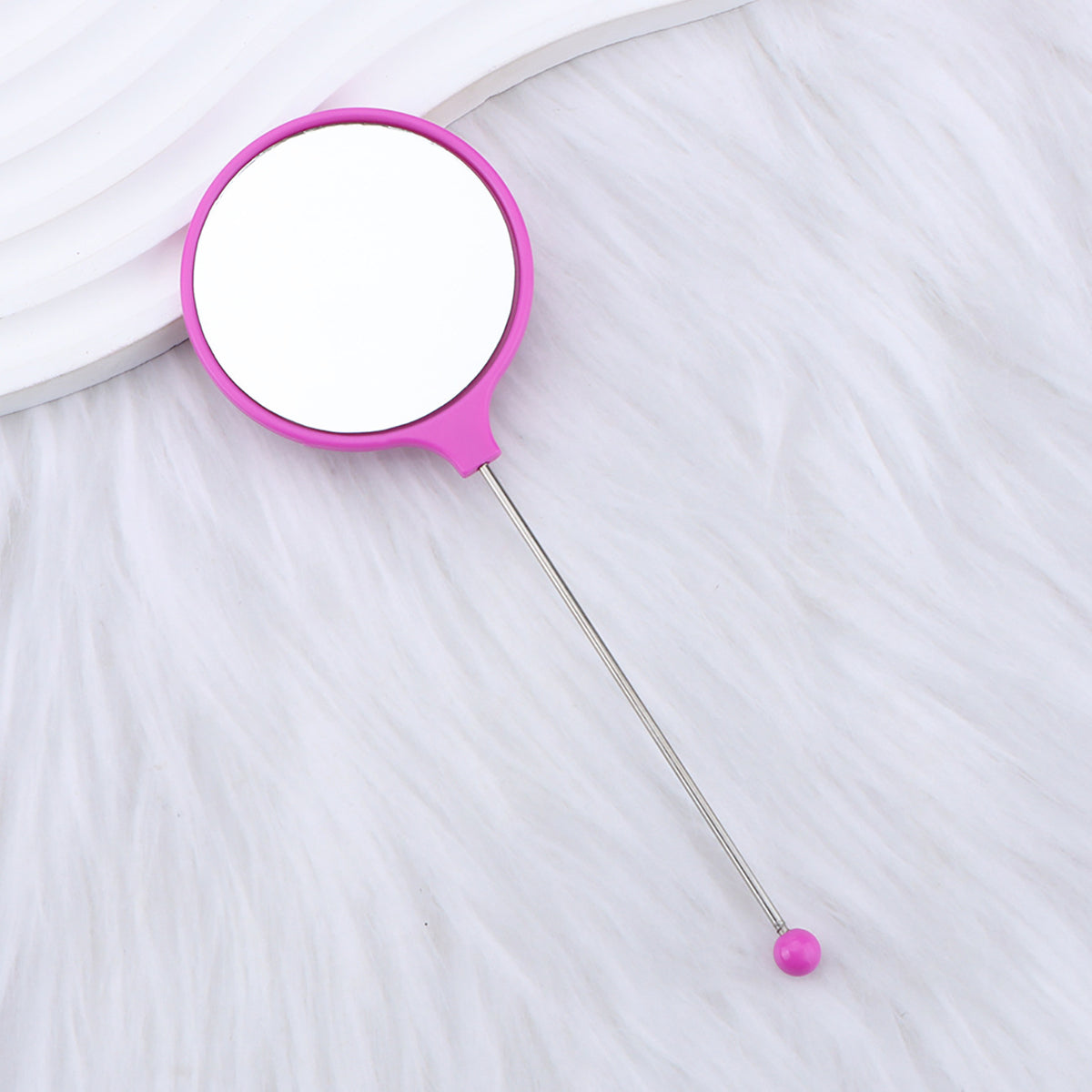 Handheld round makeup mirror high definition student portable makeup ins wind mini handle small mirror spot