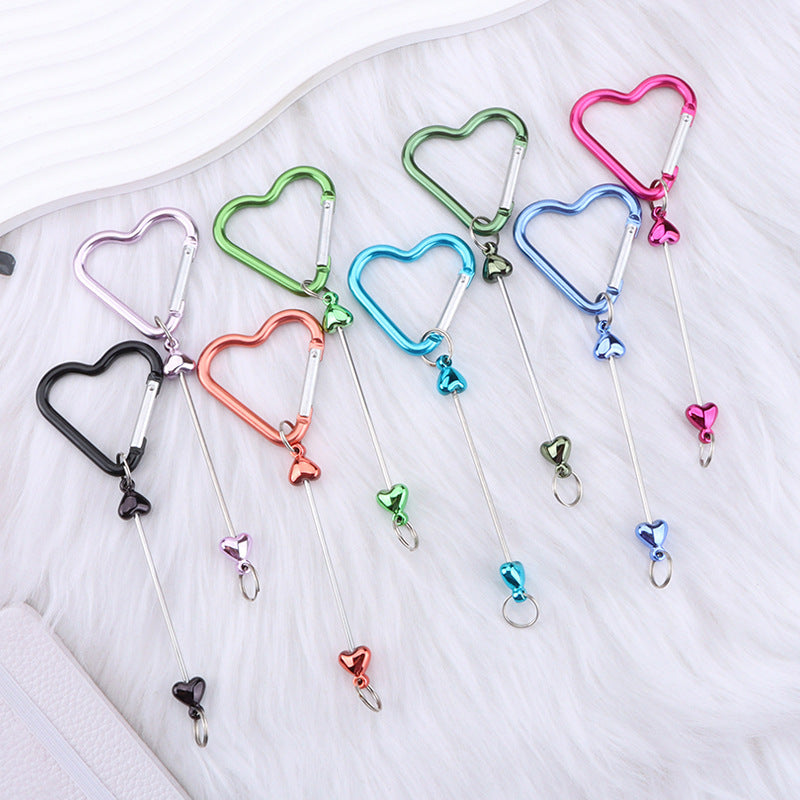 New DIY beaded love pole mountaineering buckle, gourd hook keychain wallet, backpack pendant heart-shaped outdoor use