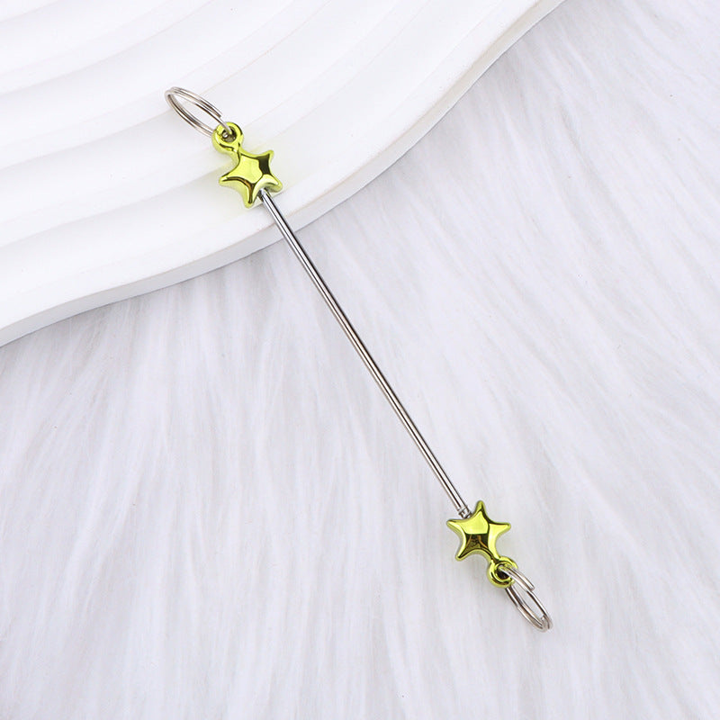 New love gourd flower star shape DIY beaded pole, metal keychain accessories pendant beaded pole