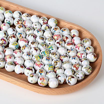 100Pcs 16mm acrylic double-sided printing Toy Story straight hole round beads DIY mobile phone rope keychain pen accessories
