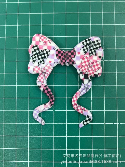 70*59mm双面印花飘带蝴蝶结燕尾蝴蝶结竖孔diy咕笔串珠笔包挂配件