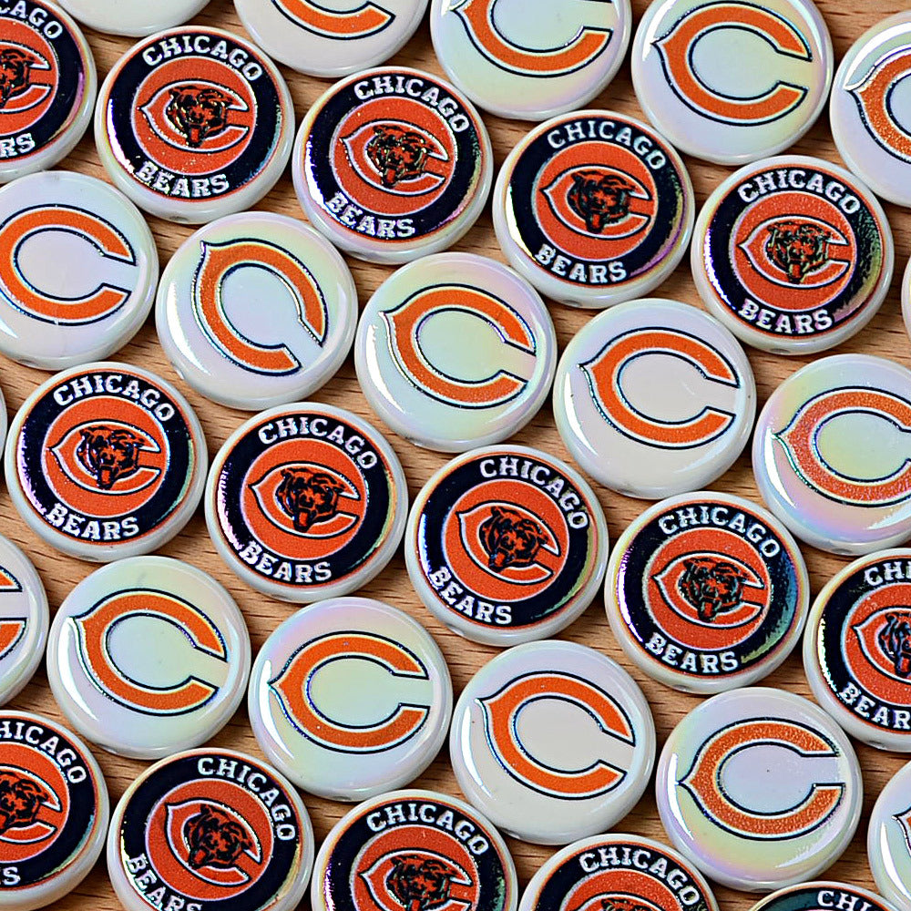 100Pcs 24mm NFL Football Team Acrylic Double Sided Printed Through Hole Beads DIY Bracelet Round Cake Beads