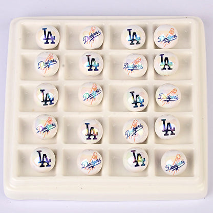100Pcs acrylic printing MLB baseball round beads 16MM loose beads DIY bead pen car hanging accessories