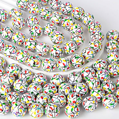 100Pcs acrylic plated color printing Christmas lantern atmosphere light with beaded DIY mobile phone chain car hanging accessories wholesale