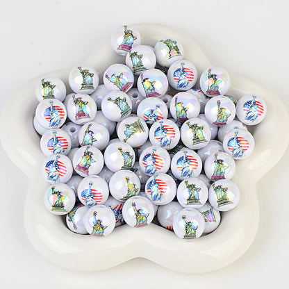 100Pcs double-sided printing I LOVE USA through hole beaded free Muse DIY mobile phone chain bag pendant material jewelry matching