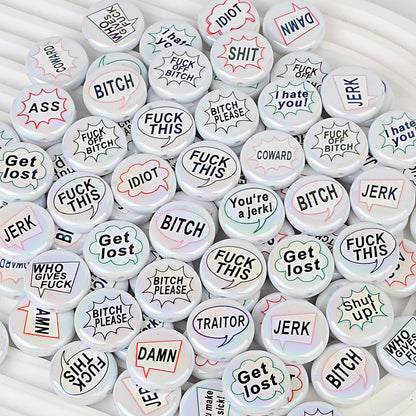 100Pcs bad words double-sided printed English letter disc beaded through hole round bead DIY handmade jewelry bracelet bag pendant material