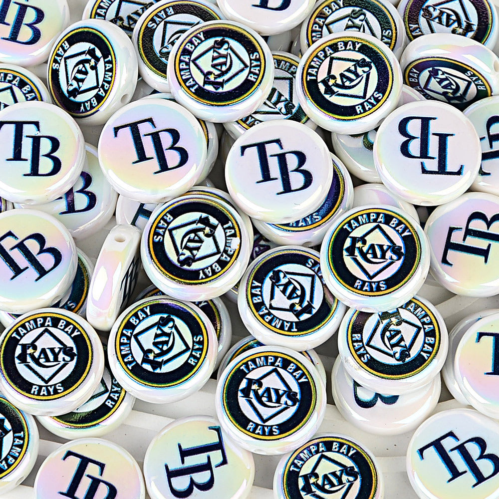 100Pcs 24mm American MLB Major Baseball League Printed Beaded Disc Beads DIY Handmade Pen Mobile Phone Chain Accessories