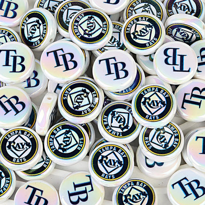 100Pcs 24mm American MLB Major Baseball League Printed Beaded Disc Beads DIY Handmade Pen Mobile Phone Chain Accessories