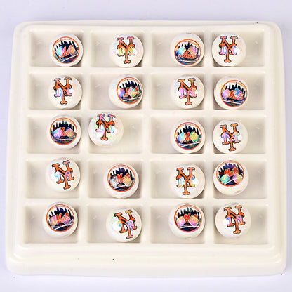 100Pcs acrylic printing MLB baseball round beads 16MM loose beads DIY bead pen car hanging accessories