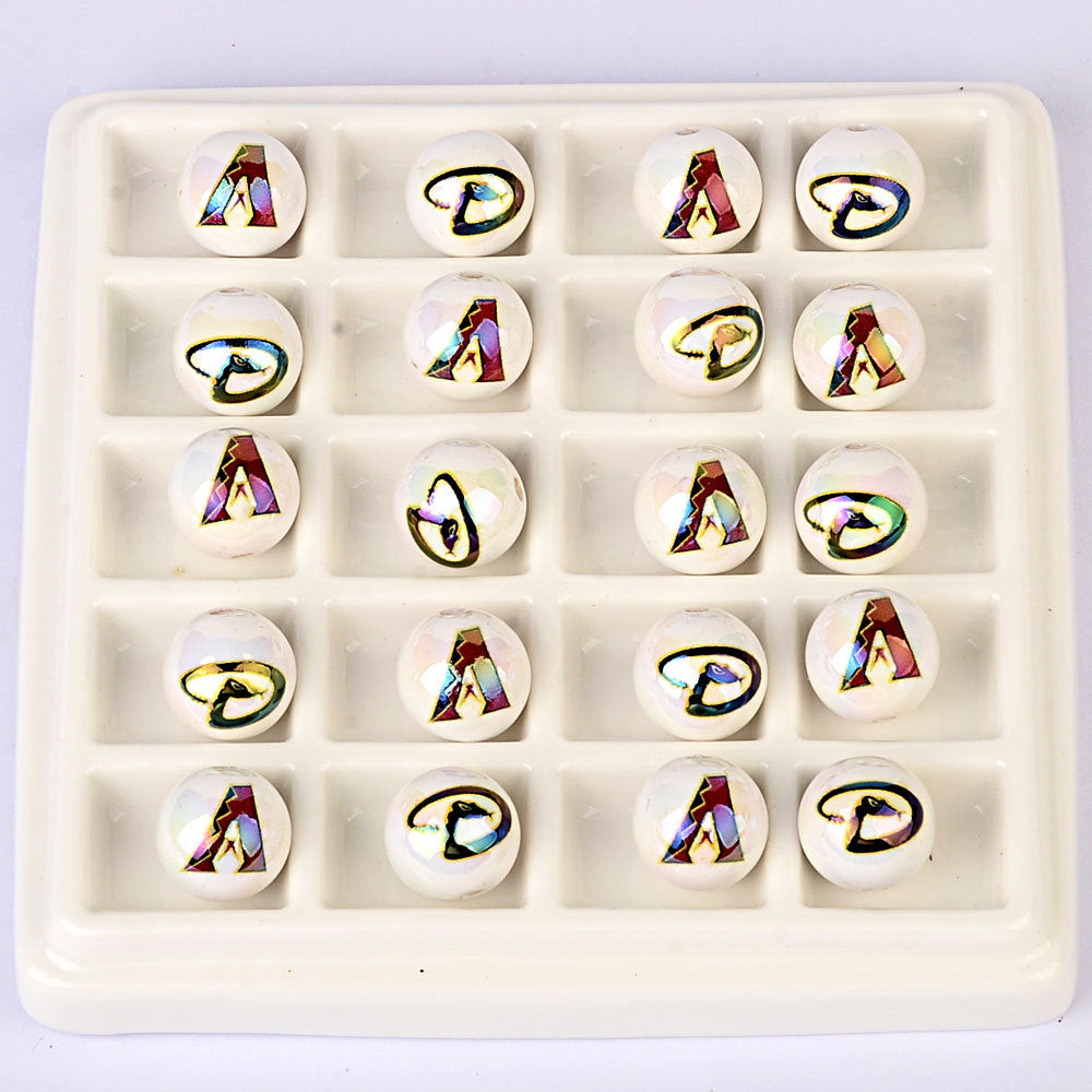 100Pcs acrylic printing MLB baseball round beads 16MM loose beads DIY bead pen car hanging accessories