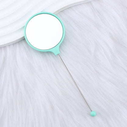 Handheld round makeup mirror high definition student portable makeup ins wind mini handle small mirror spot