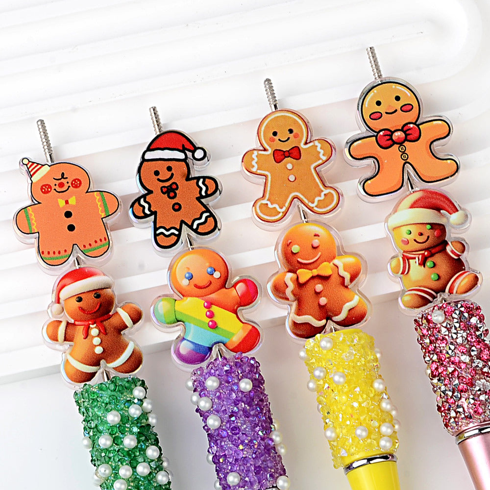 100Pcs Christmas Gingerbread Man Acrylic Sheet Bead DIY Jewelry Accessories, Keychain Mobile Phone Chain Material Manufacturer Wholesale