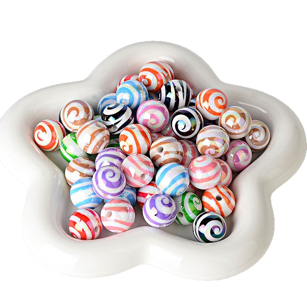 100Pcs 16mm straight hole lollipop beaded colored spiral loose beads DIY mobile phone chain beaded pen material accessories wholesale