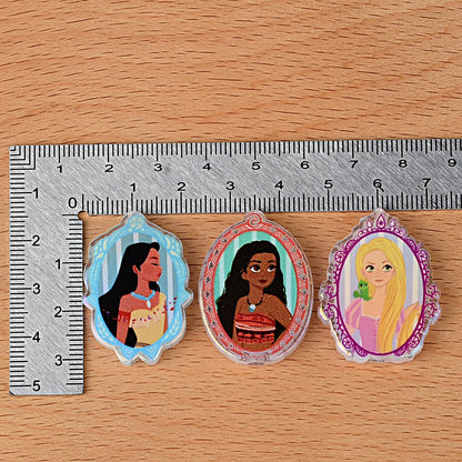 100Pcs retro photo frame shape through hole acrylic piece beads fairy tale girl pattern beaded jewelry accessories wholesale in bulk