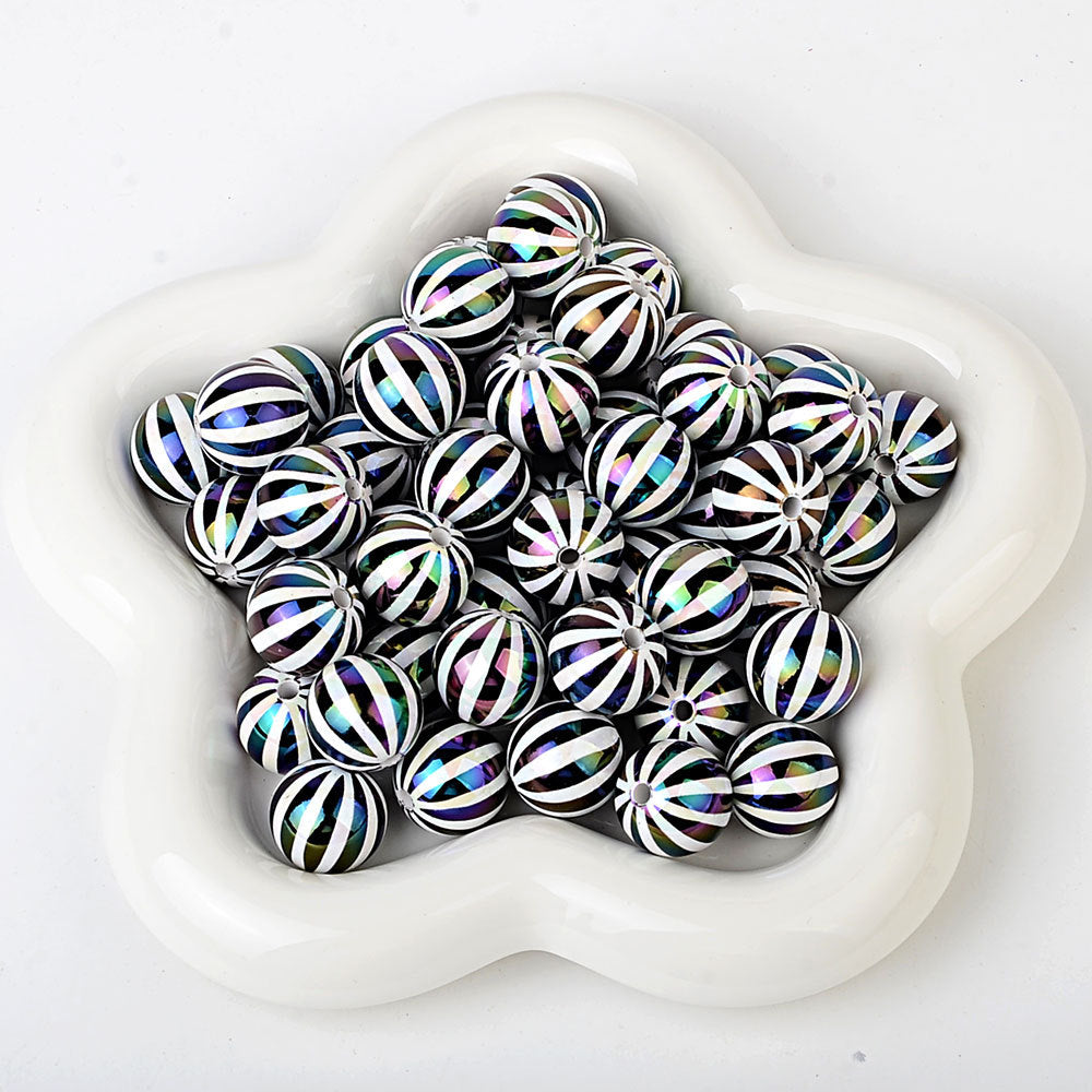 100Pcs Children's Fun Macaron Contrasting Watermelon Beads Striped Round Beads DIY Handmade Jewelry Accessories Bracelet Necklace Material Wholesale