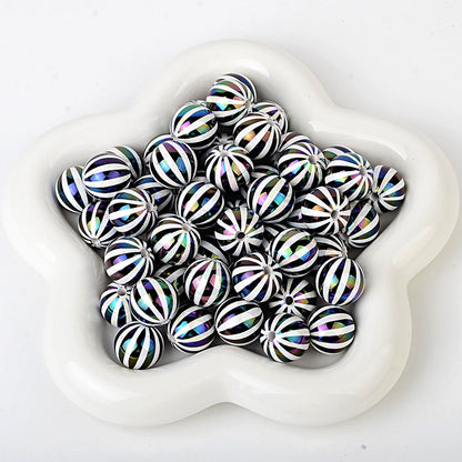 100Pcs Children's Fun Macaron Contrasting Watermelon Beads Striped Round Beads DIY Handmade Jewelry Accessories Bracelet Necklace Material Wholesale
